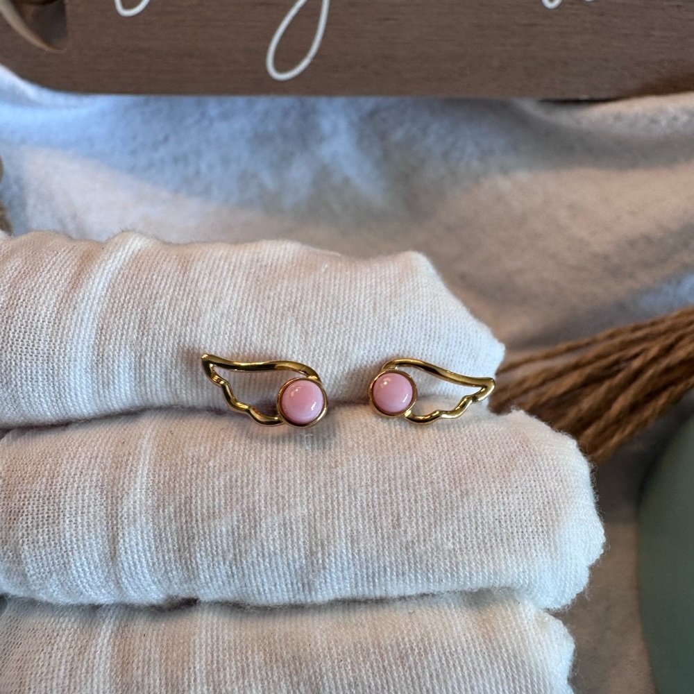 Pink Conch Angel Wing Studs